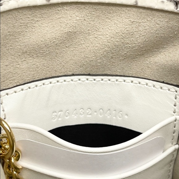 Gucci New With Box Bucket Mini Chain Grey/Ivory Snakeskin Leather Crossbody Pur… - Picture 9 of 12